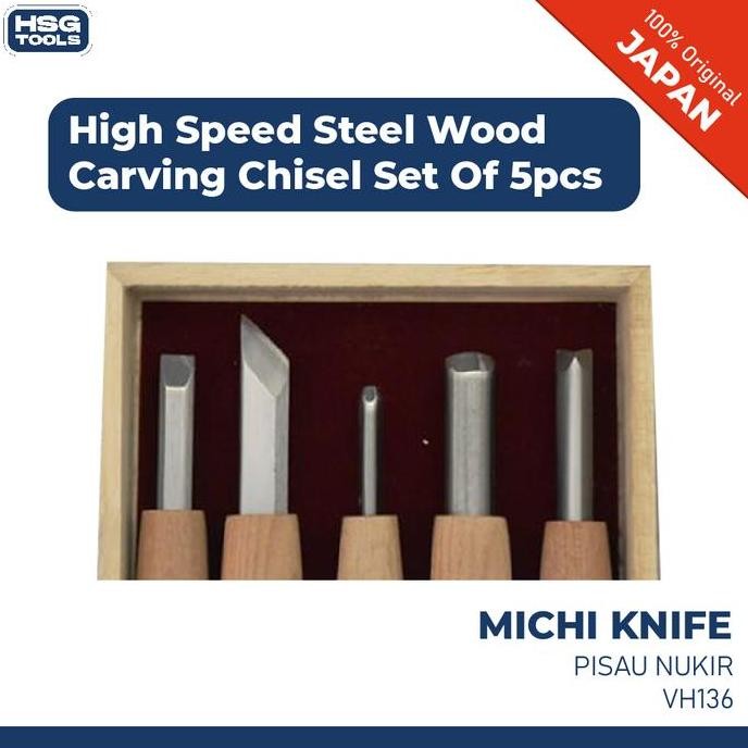 Michi Knife Vh136 Pisau Ukir /Pahat Kayu Jepang Hss Carving Chisel 5Pc Co