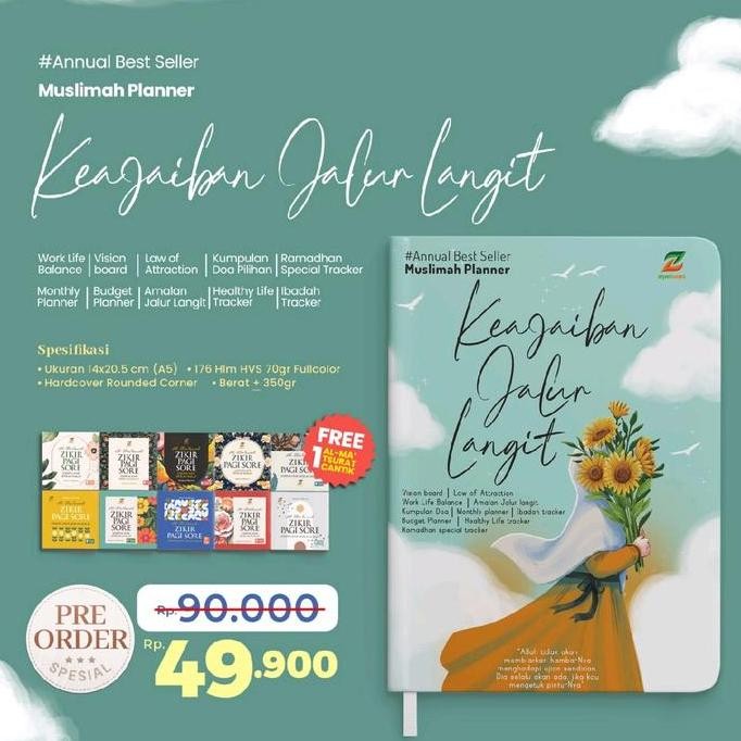 Planner Book 2025 Muslimah Buku Daily Journal Jurnal Keajaiban Jalur Langit Aesthetic 2024 Paket Len