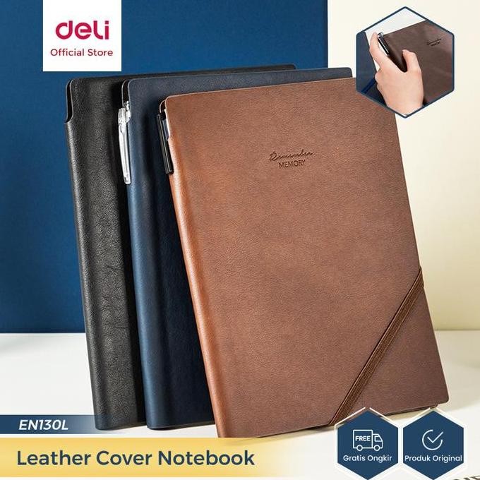 

Deli Leather Cover Notebook Buku Catatan Agenda Sampul Kulit A5 En130L Kertas Paper Co