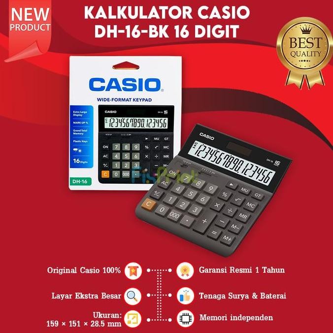 

Calculator Casio Dh16 Black 16 Digits Resmi New Original 1 Co