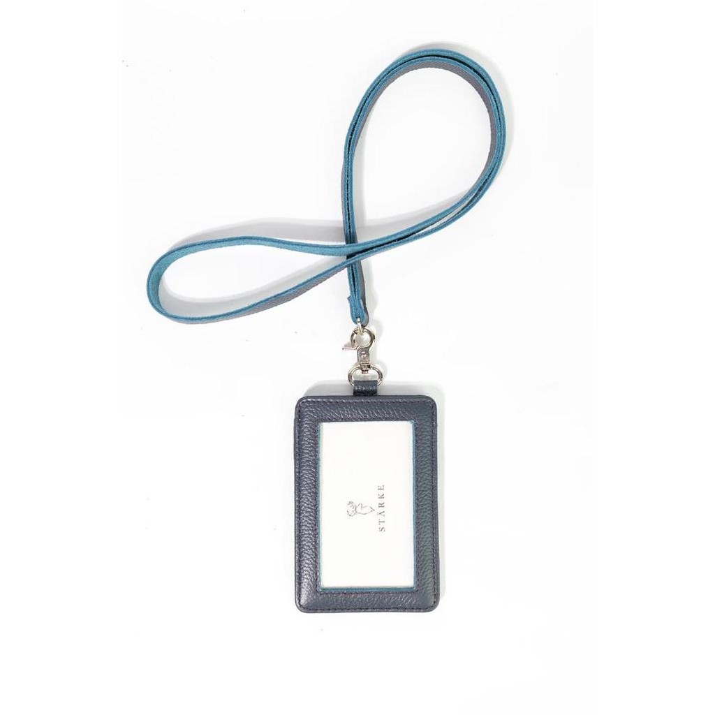 

Lanyard Name Tag Kulit Asli Starke Leather Hustle Hog Navy Tekstur Co