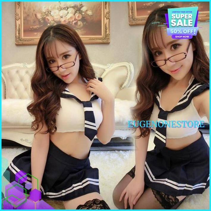 SERAGAM SEKOLAHAN JEPANG ANIME COSPLAY SEXY DENGAN KEMEJA MINI DAN ROK LIPIT A- KUALITAS PRODUK TERB