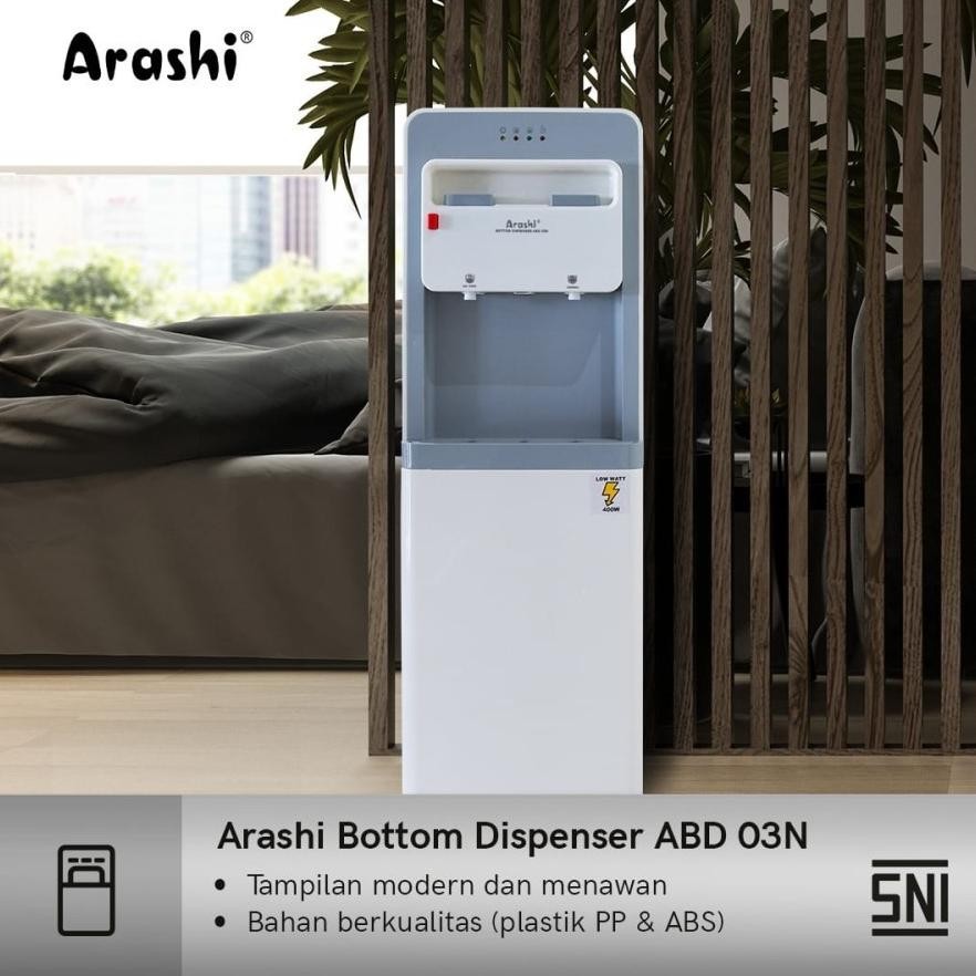 Dispenser Arashi Galon Bawah ABD 03 Panas Normal Bottom Load Dispenser Arashi ABD-03