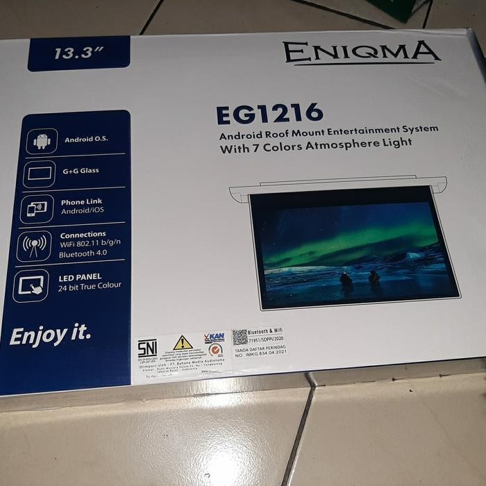 Tv plafond tv roof enigma android 13.3 inch + pemasangan