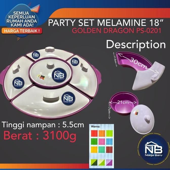 Party Set Melamin PS-0201 18 Inci Wadah Saji Prasmanan Melamine Golden TLS