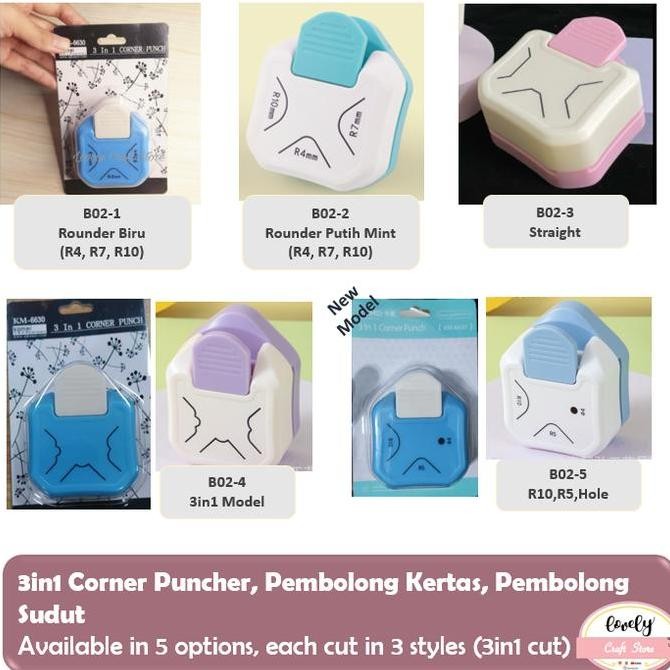 

LovelyCraftStore | 3in1 Corner Rounder Pemotong Sudut Kertas Pembolong Kertas Sudut Corner Puncher