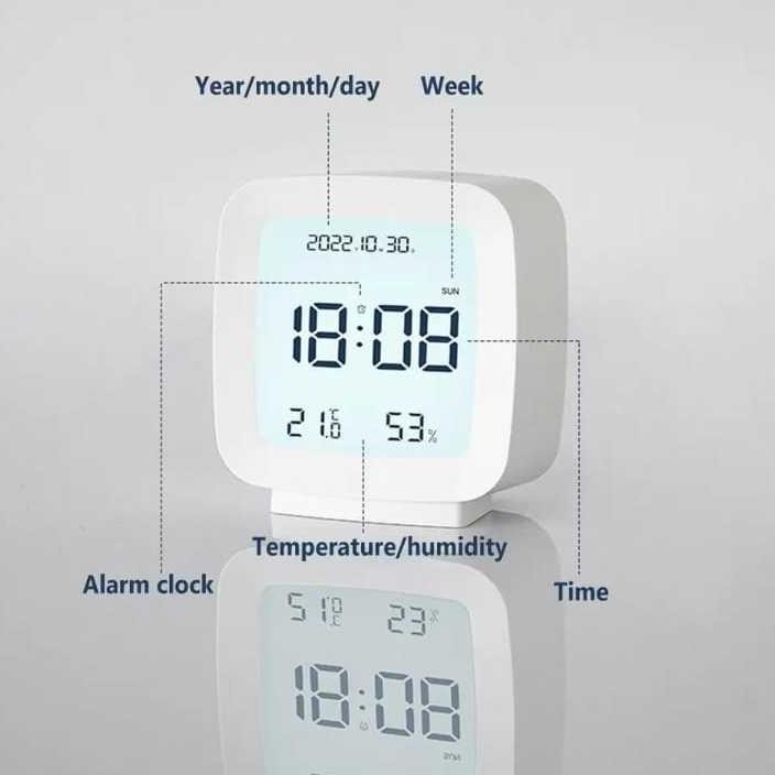 Spesial  Jd-2286 Jam Meja Digital Fitur Kalender Suhu Kelembapan Ruang Jam Meja Alarm Snooze Design 