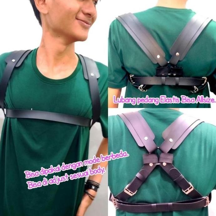 Butik Rindu (Kishibe) Bodybelt Harness Aksesoris Fashion Pu Leather Ring Accessories Cosplay Kishibe
