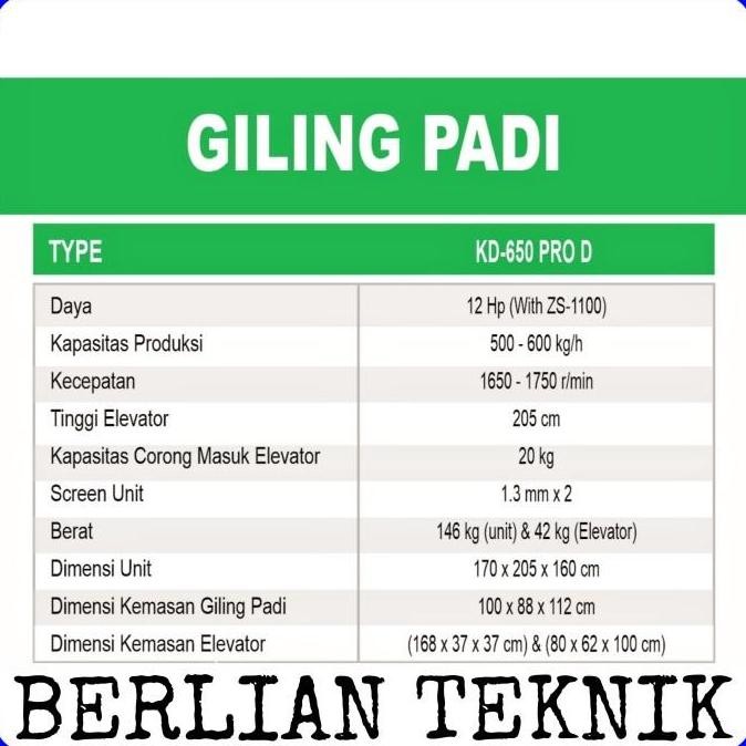 Gilingan Padi Kombinasi  Mahkota KD 650 PRO D