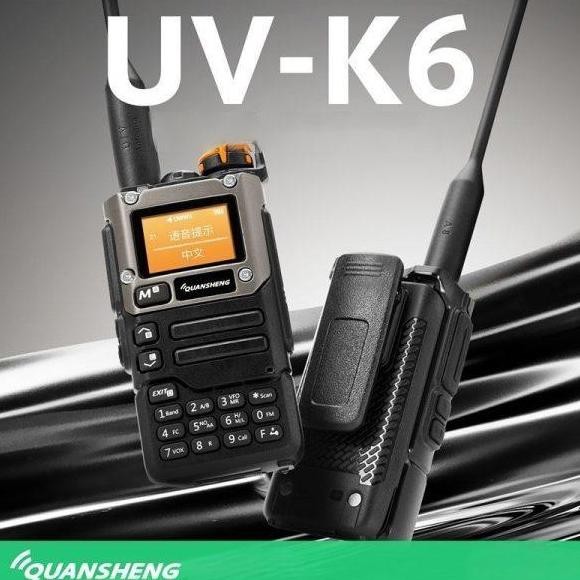 HT Walkie Talkie Quansheng UV K6 UVK6 Air Band 5W UHF VHF TYPE C Charger Antena murah