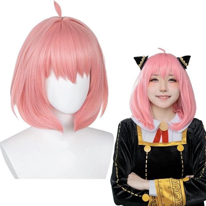 Cindylou Anya Wig Pink Bob Wig for Anya Forger Cosplay Spy Hunter