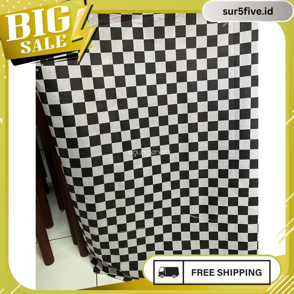 Kain Kasa Kotak Hitam Putih Bali Siap Kirim