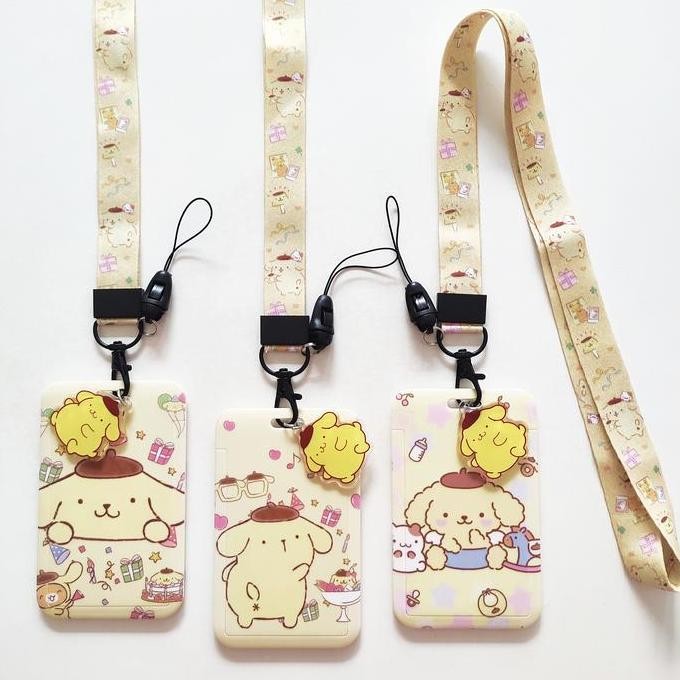 

READY ID Card Holder Name Tag Lanyard Kalung Kartu Cute Pompompurin Sanrio NEW