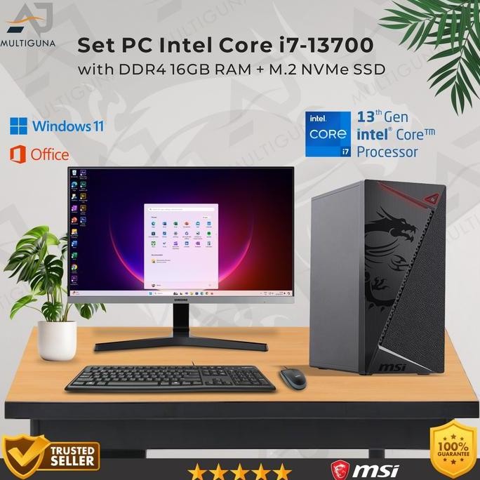 Set Pc Komputer Intel Core I7-13700 Gen-13 Ram 16Gb Ssd || Frameless New Stok