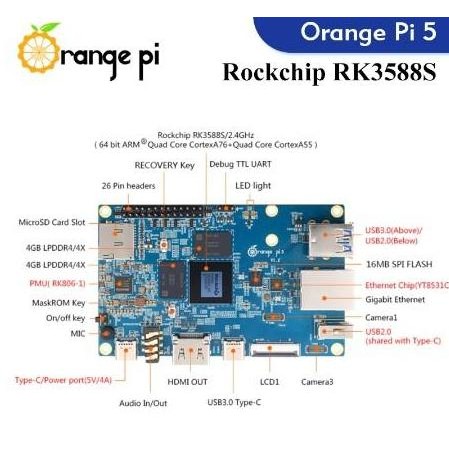 Orange Pi 5 8Gb Ram Single Board Computer Rk3588S New Stok