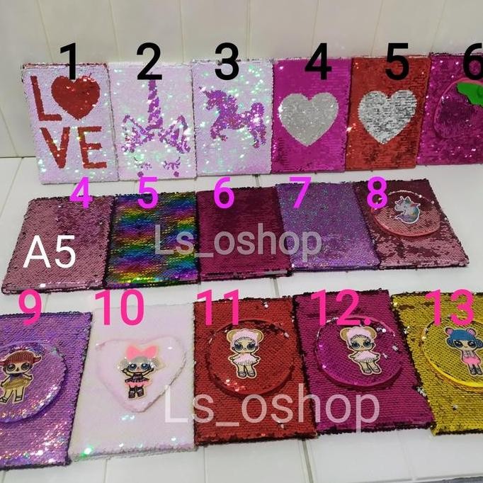

READY Buku Sequin Note A5 (21cm x 15cm) Buku Agenda / Diary 80 lmbr NEW