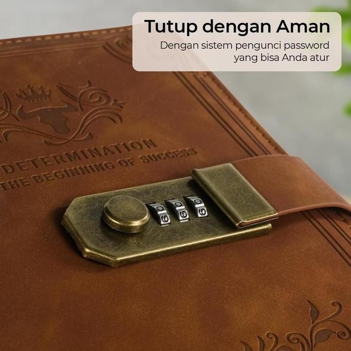 

READY [Bayar di Tempat] Toddi Buku Jurnal Leather Diary A5 68GSM 200 Halaman Grid with Lock - TD100 NEW