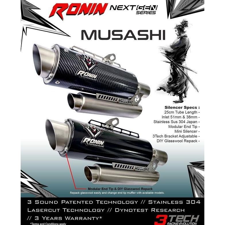 Premium SILENCER ONLY - KNALPOT 3 SUARA 3tech Ronin Musashi NextGen Motor 110cc-160cc Fullsytem Berg