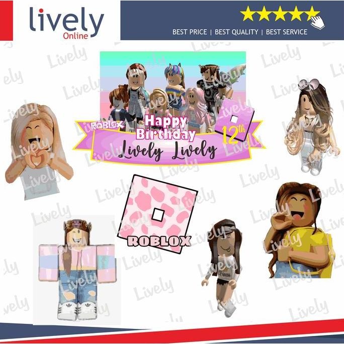 Custom Nama Cake Topper Karakter ROBLOX GIRL Hiasan Ulang Tahun