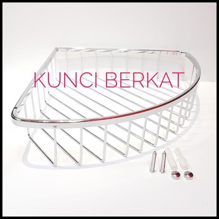 Rak sudut Stainless/Rak sudut garis/kawat/SS crome/Tempat sabun/shampo