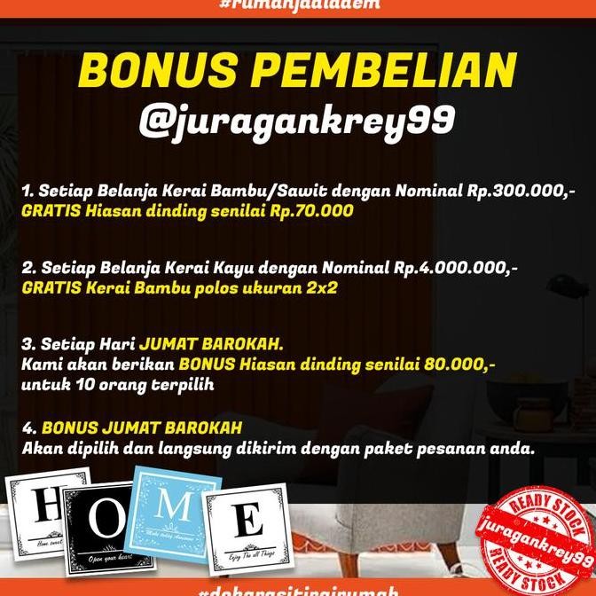 Tirai Bambu Wide Kerai Bambu 2x3 Meter tinggal pasang BONUS SUVENIR