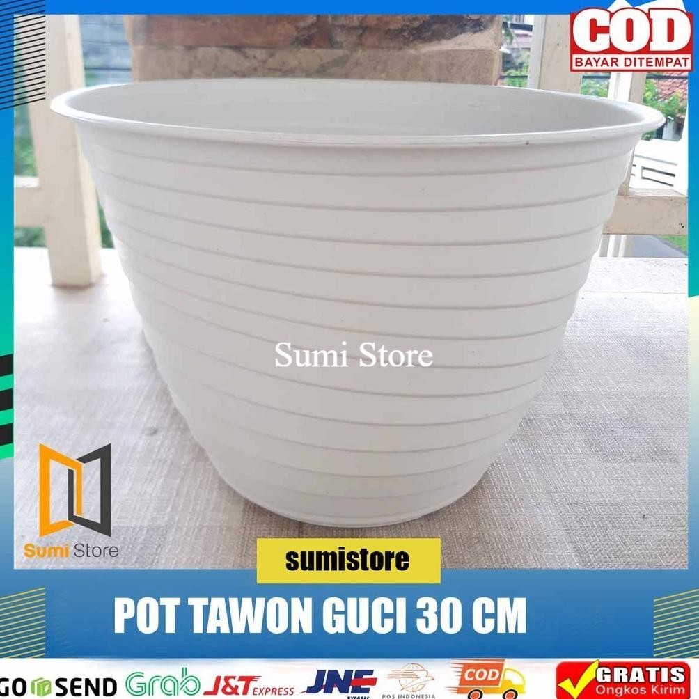 Pot Tawon 30 Guci Putih/ Pot Tulip 30/ Pot Motif Ulir 30 Cm Harga Grosir Murah Se Indonesia New Prod