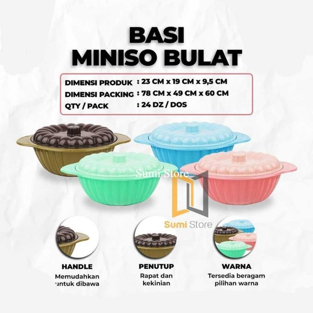 [3 & 6 Pcs] Basi Miniso Bulat / Basi Prasmanan Bulat/ Basi Prasmanan Plastik Bulat Stok