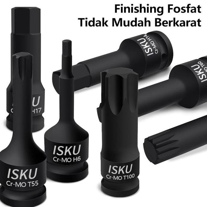ISKU Mata Shock 10 Pcs Impact Kunci Sok Hex Star Spline Torx Bintang