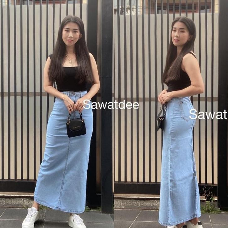Bisa Cod Rok Jeans Hh Waist Panjang Rok Jeans Kekinian Rok Span Panjang