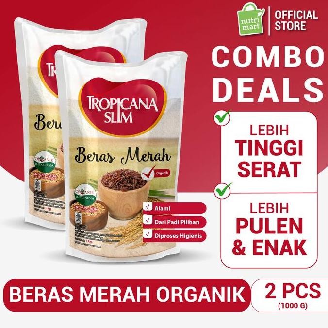 

Twin Pack - Tropicana Slim Beras Merah Organik 1 Kg - Lebih Pulen Kualitas Terbaik Harga Termurah