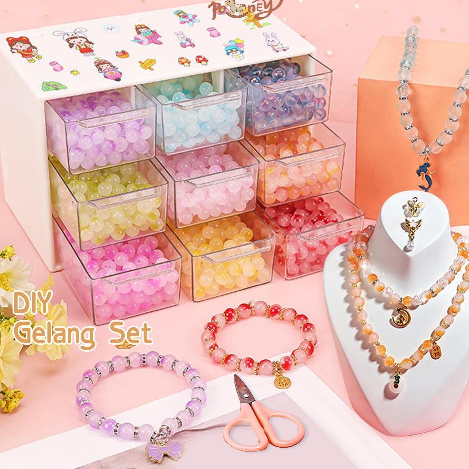 Poney Diy Gelang Set Manik Manik Kristal Diy Meronce Manik Manik Set Mainan Anak Perempuan Aksess Fa