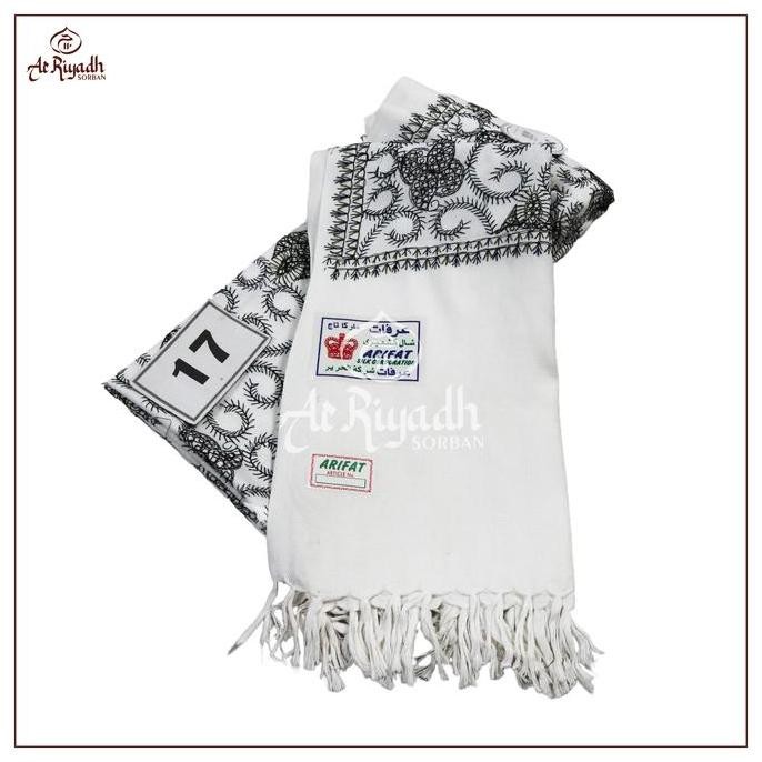 Sorban Kashmiri Arifat Putih Full Motif Sulam