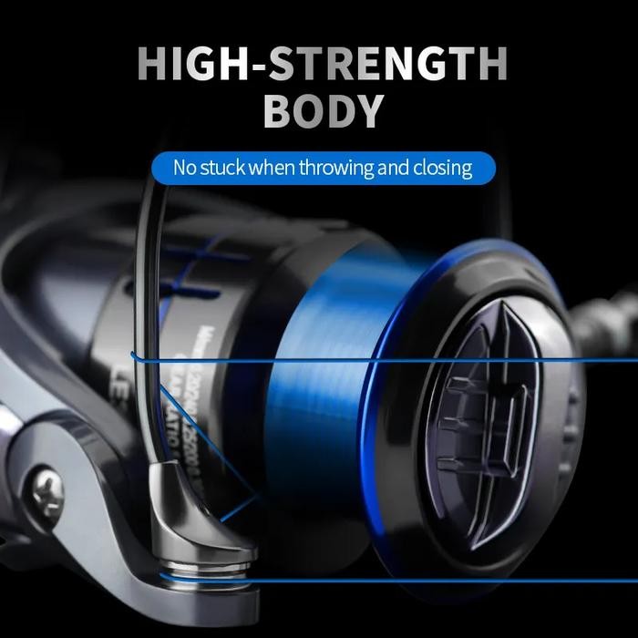 Linnhue New Spinning Reel Le1000-6000 Fishing Reel Dark Blue 5.2:1 High Speed 8Kg Max Drag For Reel