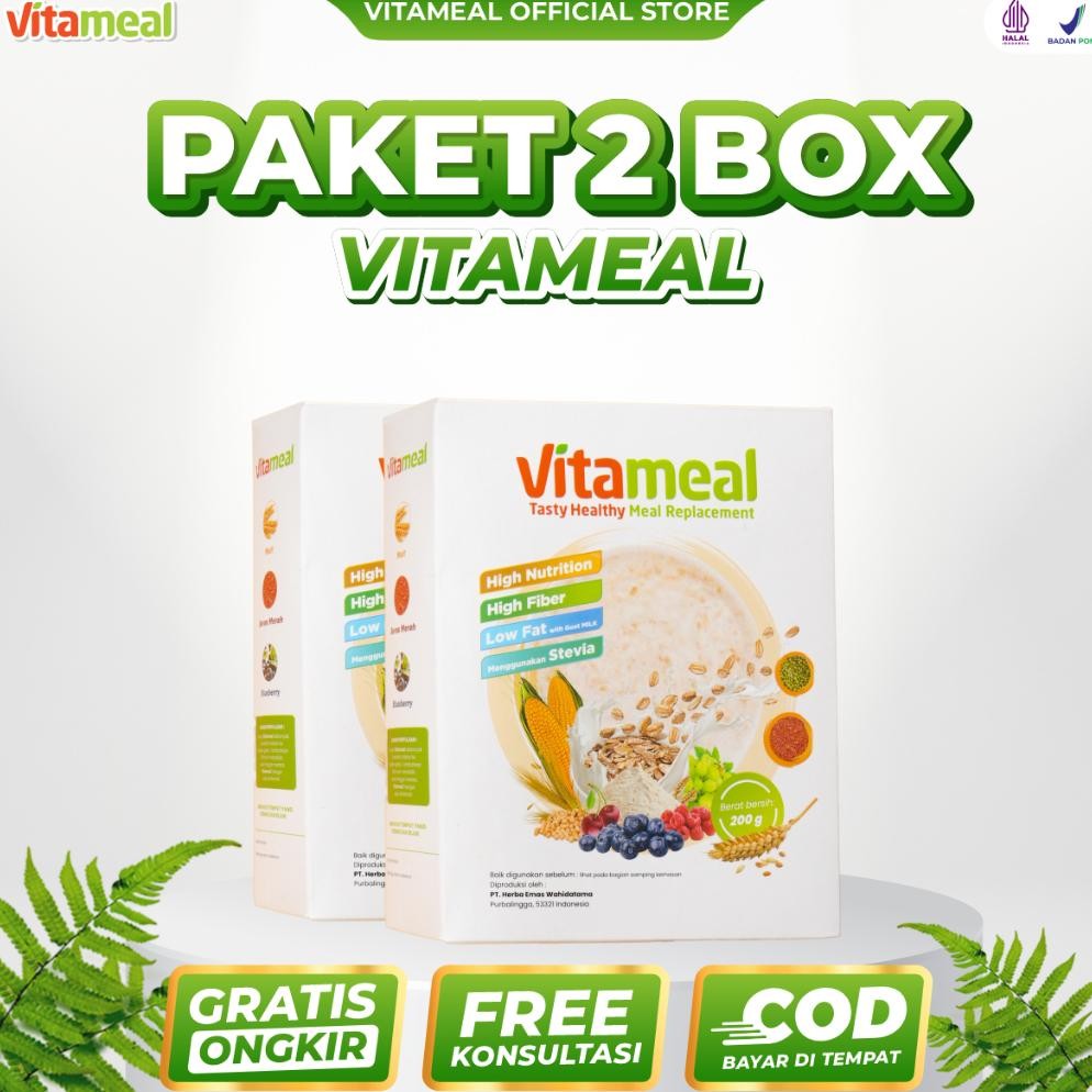 

Vitameal - Paket 2 Box Sereal Sehat Multigrain Ampuh Menstabilkan Gula Darah Tinggi Menangkal Diabetes Kolesterol Asam Lambung Maag Sereal Paket 2 Box 200 Gram