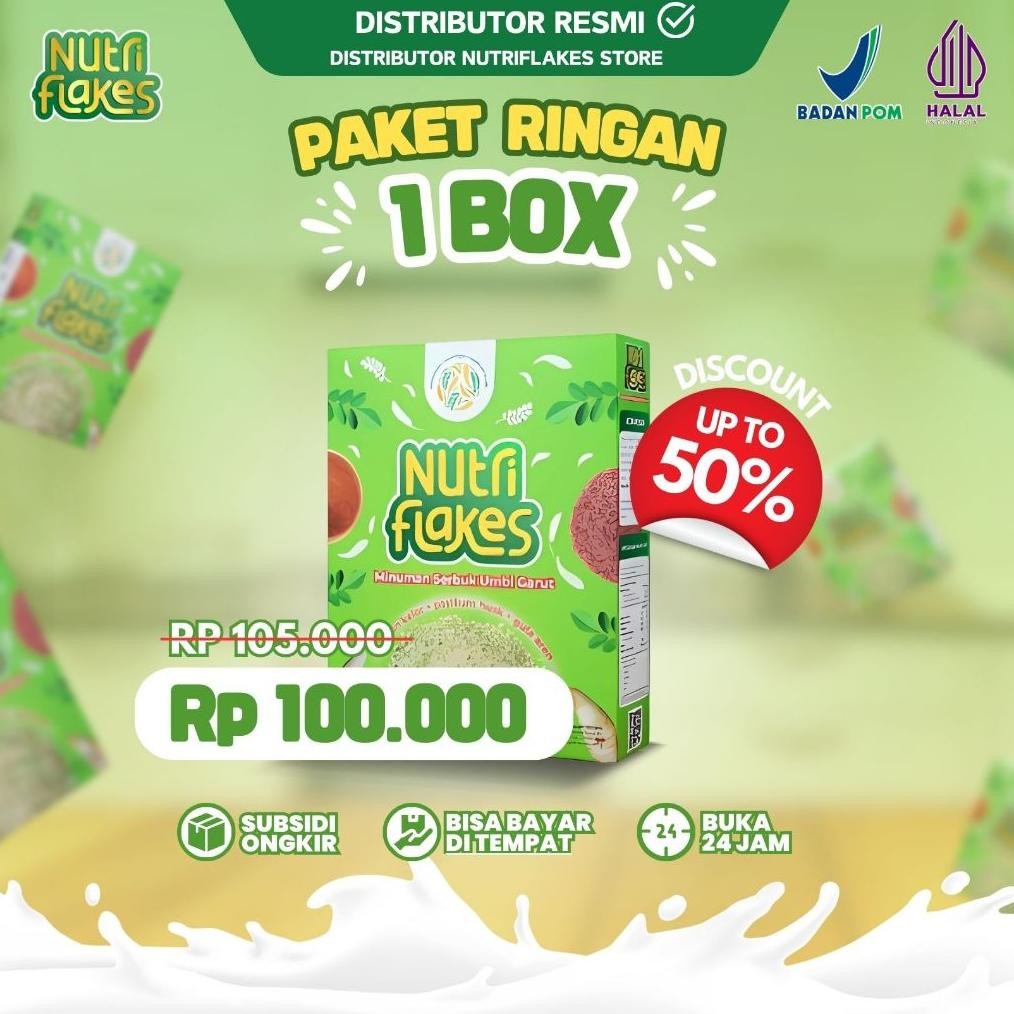 

Nutriflakes Sereal Sehat Dari Umbi Garut untuk Atasi Asam Lambung Original 100%