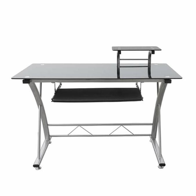 NEW MEJA KOMPUTER MEJA KERJA MEJA BELAJAR MEJA KANTOR KACA HAZEL - HITAM ORI