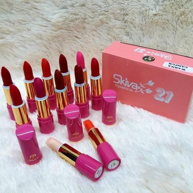 12pcs Skiva Lipstik 21 Warna Campur