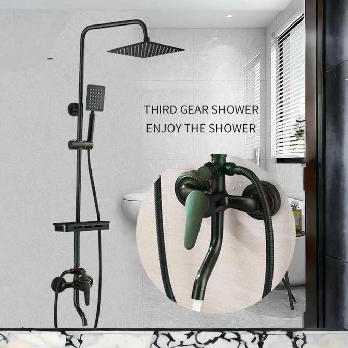 Shower tiang coulumn set panas dingin hitam black carlo fiotini
