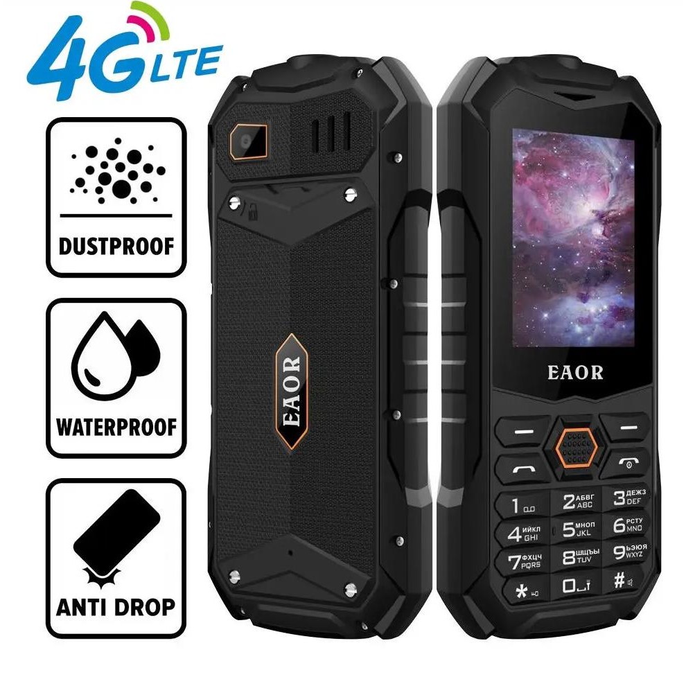 New  EAOR 4G/2G Slim Rugged Phone IP68 Real Three-Proof Feature Phone Big Battery Dual SIM Keypad Ph