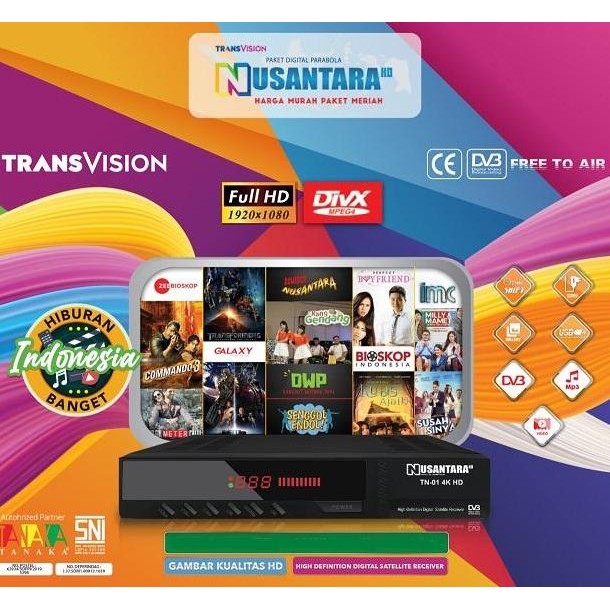 HARGA DISC - Tanaka Digital receiver TN-02 4K Transvision Nusantara HD Strawberry