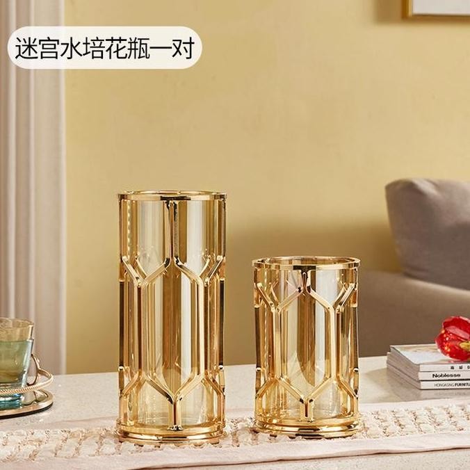 Vas Bunga Kaca Tinggi / Luxury Vas n Gold Honeycomb Glass