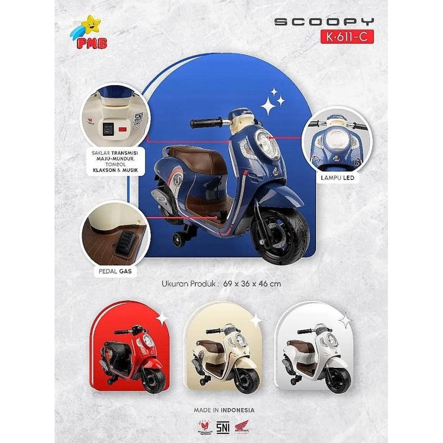 Fun- Motor Aki Anak Bisa Dinaiki PMB Toys Lisensi HONDA SCOOPY PCX CBR RAID Mainan Motor Anak Bisa D