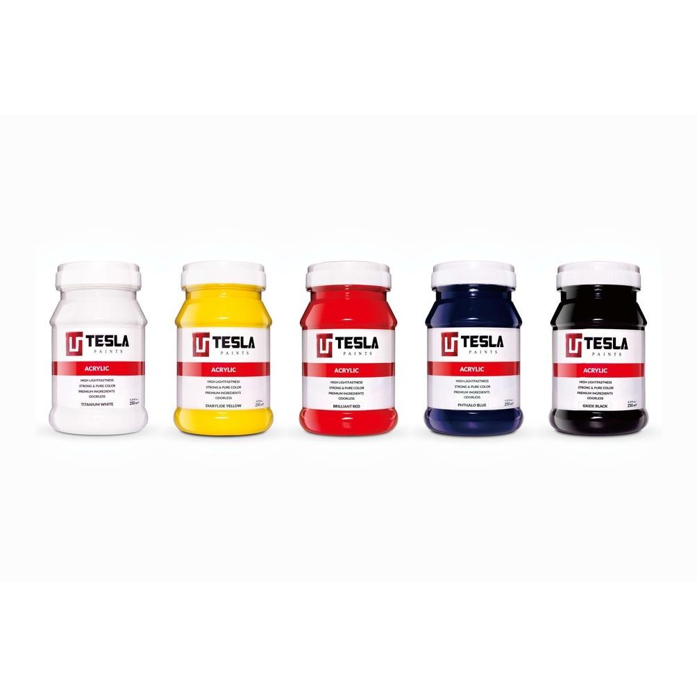 

Tesla Paints - 250ml Set Cat Akrilik 5 Warna Primer - Acrylic Paints - Cat Akrilik - Tesla Paint