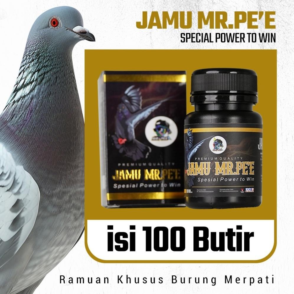 Jamu Mr. Pe'e Ramuan Herbal Khusus Burung Merpati - Isi 100 Butir | Jamu Merpati Kolong Giring Keras