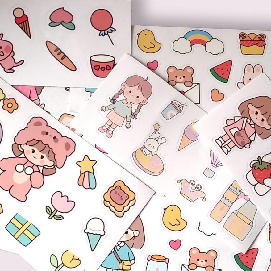 Kekinian Sticker Lucu 2D Stiker Botol Minum Viral Anak Label Karakter Dekorasi Baru