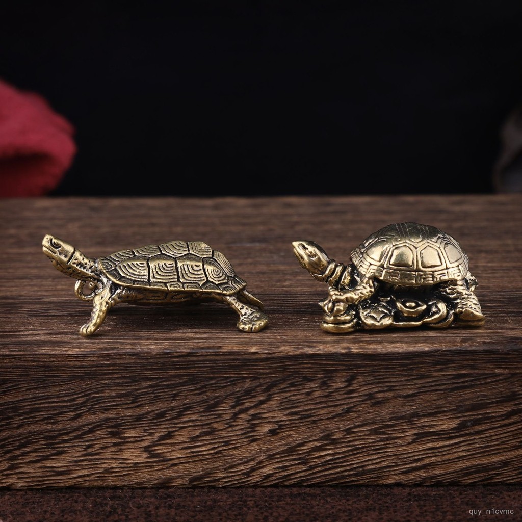 Ornamen Kura-kura Kuningan Genggam Kura-kura Panjang Umur Retro Antik Kura-kura Laut Kecil yang Kaya