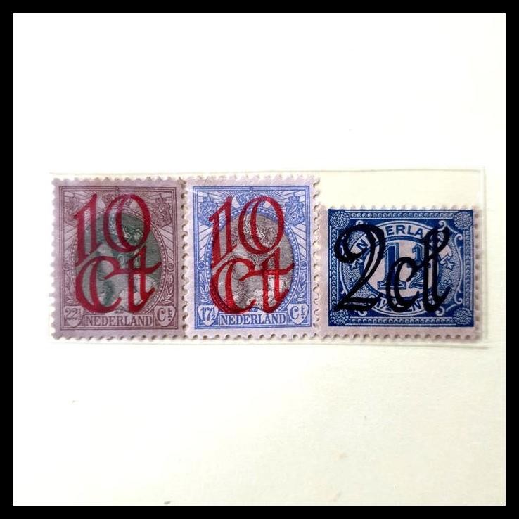 

TERMURAH PRANGKO BELANDA / NEDERLAND 1923. C.T. NILAI BARU. 2 CT DI ATAS 1 CENT, 10 CT DI ATAS 17 CENT DAN 10 CT DI ATAS 22 CENT !!!!!!