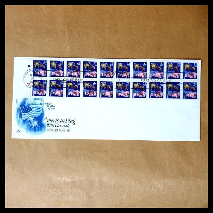 

BEST DEAL PRANGKO AMERIKA / USA 1987. FDC BENDERA AMERIKA AMERICAN FLAG WITH FIREWORKS. BOOKLET PANE !