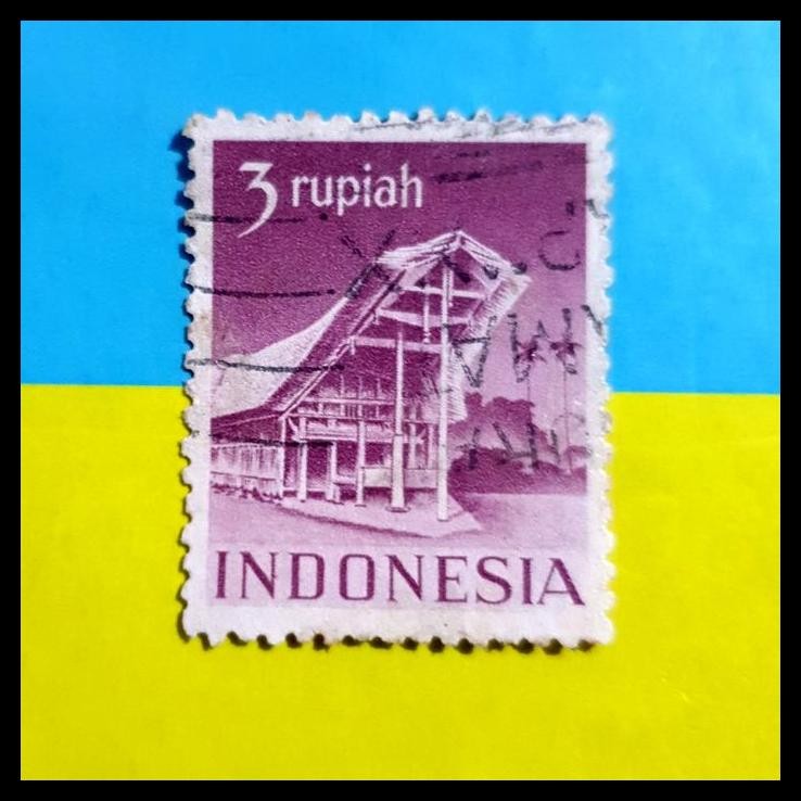 

DISKON PRANGKO INDONESIA 1949. RUMAH TORAJA SERI CANDI & BANGUNAN. 3 RUPIAH, USED. HARGA KATALOG RP 50.000,- HARGA PROMO! !!!!!