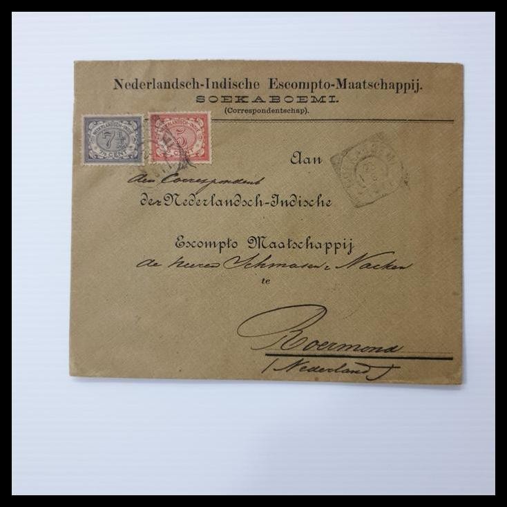 

TERMURAH PRANGKO NED INDIE. SAMPUL PRANGKO 5C & 7C CAP VIERKANT, SOEKABOEMI 1911 KIRIM KE BELANDA !!!!!!